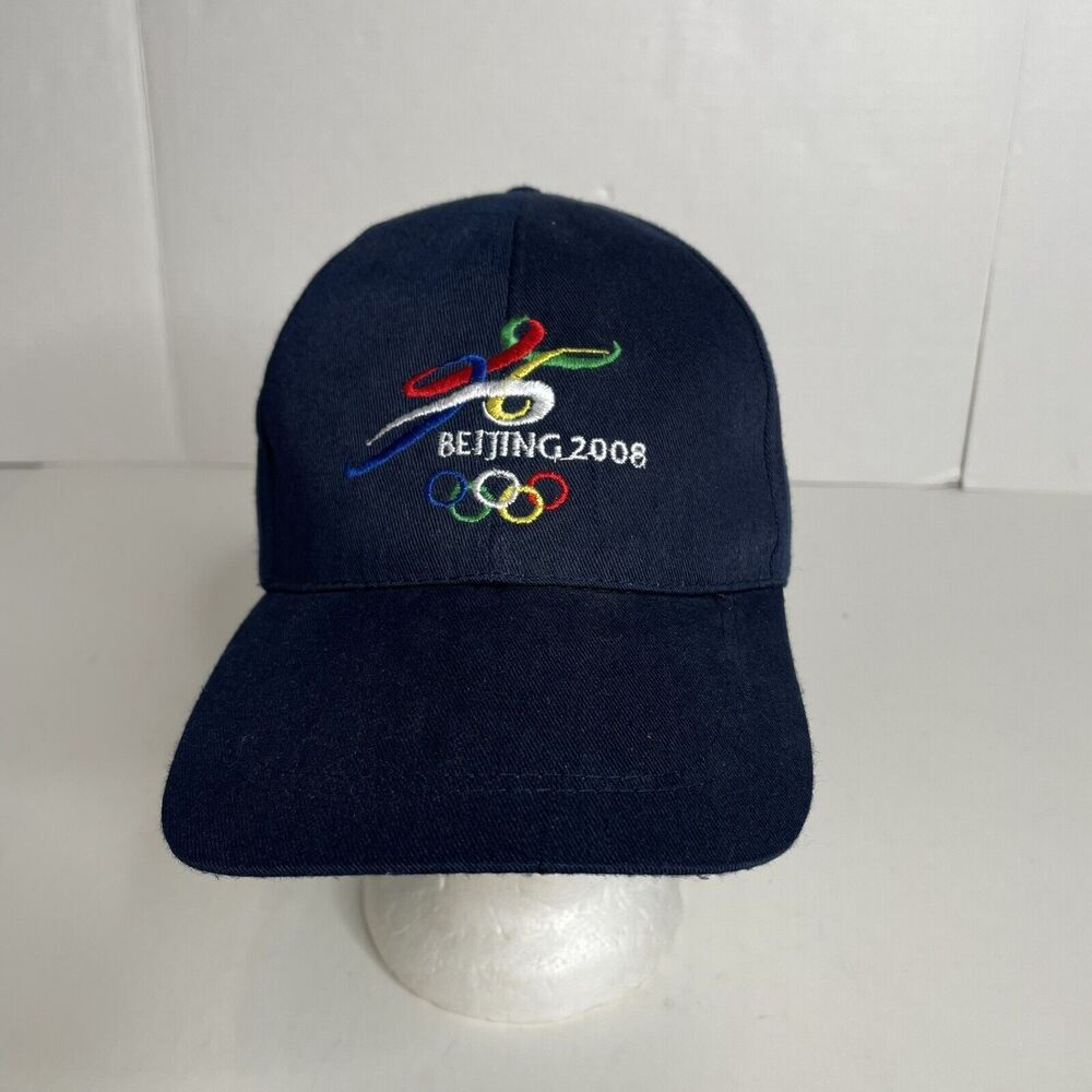 Beijing Olympics Hat, 2008, Dark Blue, Graphic, Large Bill Cap